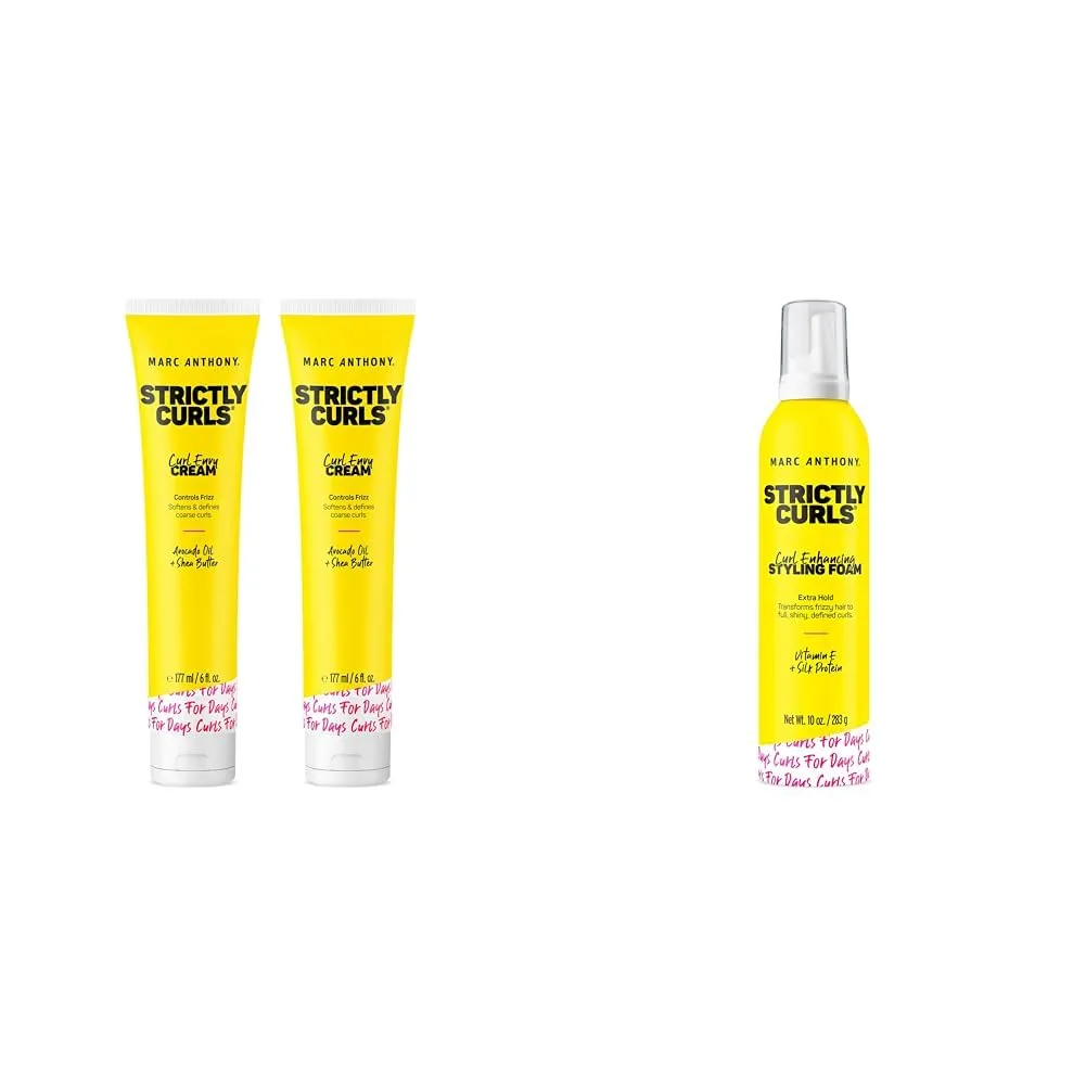 Marc Anthony Curl Cream with Shea Butter & Oils Defines & Softens Curly & Wavy Hair & Strictly Curl Enhancing Styling Foam, Extra Hold