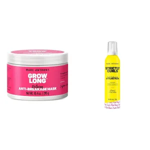 Marc Anthony Grow Long 10.4oz Anti-Breakage Mask & Strictly Curls 10oz Enhancing Styling Foam Bundle