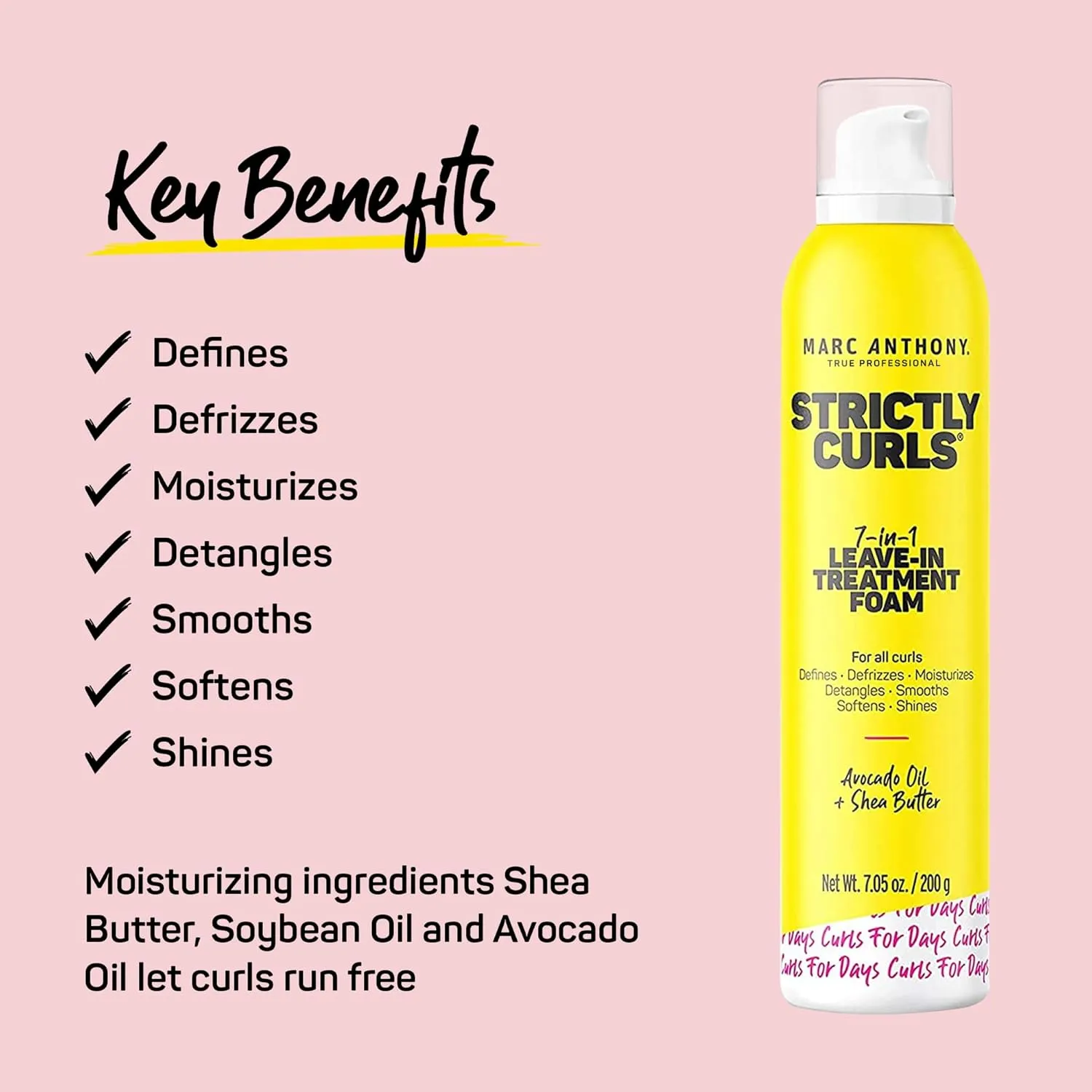 Marc Anthony True Professional Strictly Curls Perfect Curl 7-In-1 Leave In Treatment Foam, 7.1 Ounce (Packaging May Vary)