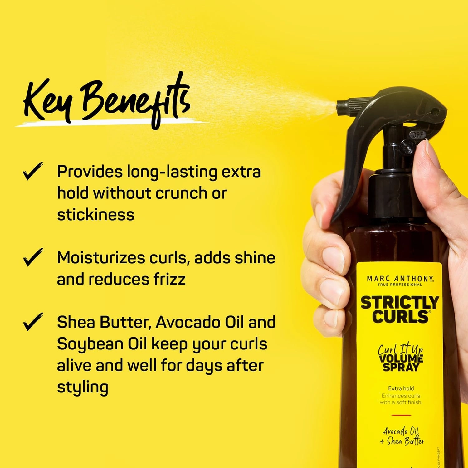 Marc Anthony Curl It Up Volume Boost Spray, Extra Hold, Strictly Curls - Avocado Oil & Shea Butter Enhances with a Soft Finish Paraben-Free, Sulfate-Free, Phthalate-Free (Pack of 2)