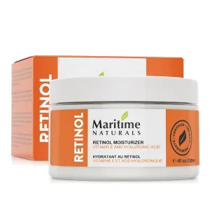 Maritime Naturals Retinol Moisturizer for face with Hyaluronic Acid & Organic Ingredients | Professional Results with Retinol Face Moisturizer | Day & Night Cream for Women & Men (120ml)