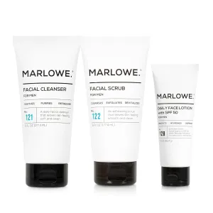 MARLOWE. Face Care Set – Cleanser, Exfoliating Scrub & SPF 50 Moisturizer – Purifying, Hydrating & Refreshing with Natural Extracts