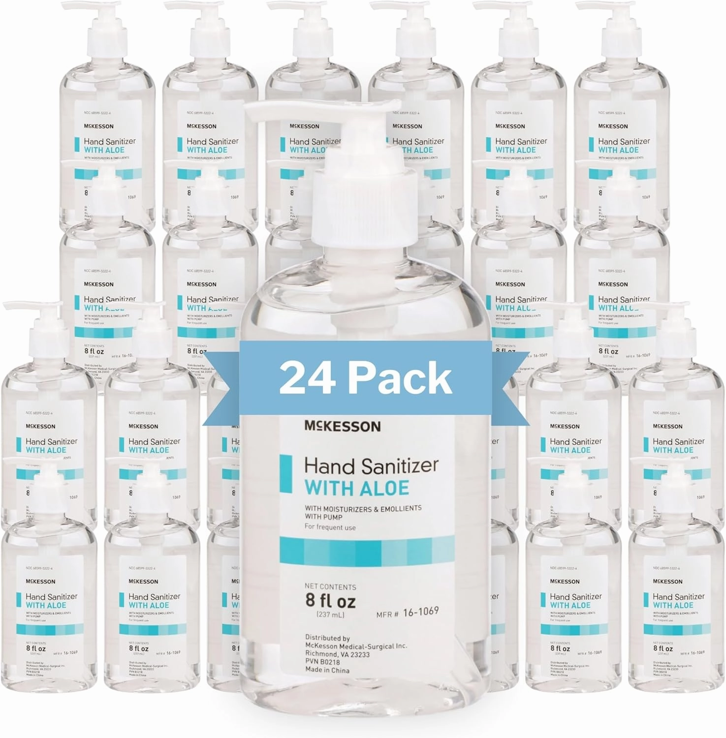 McKesson Hand Sanitizer Pump with Aloe, 8 oz [Pack of 24] Bulk, 62% Ethyl Alcohol