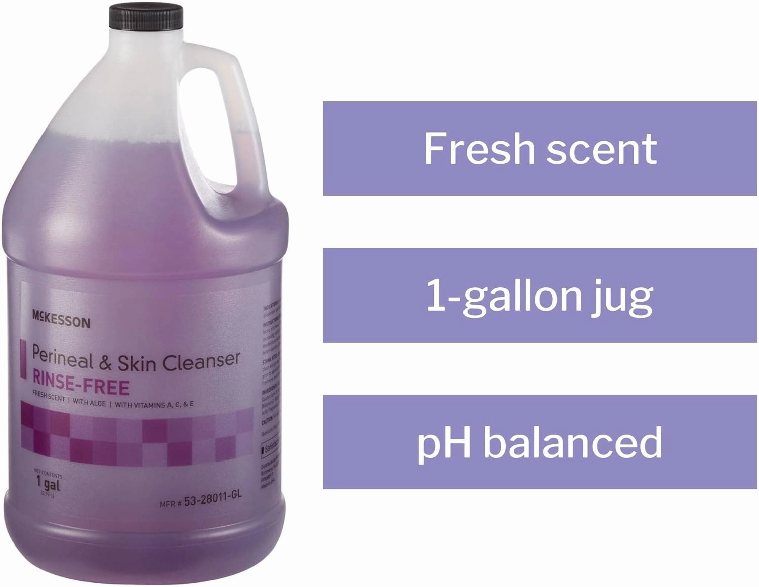 McKesson Perineal Skin Cleanser with Aloe, 1 Gallon [Pack of 1] Rinse-Free Body Wash for Incontinence or Ostomy Care, Fresh Scent