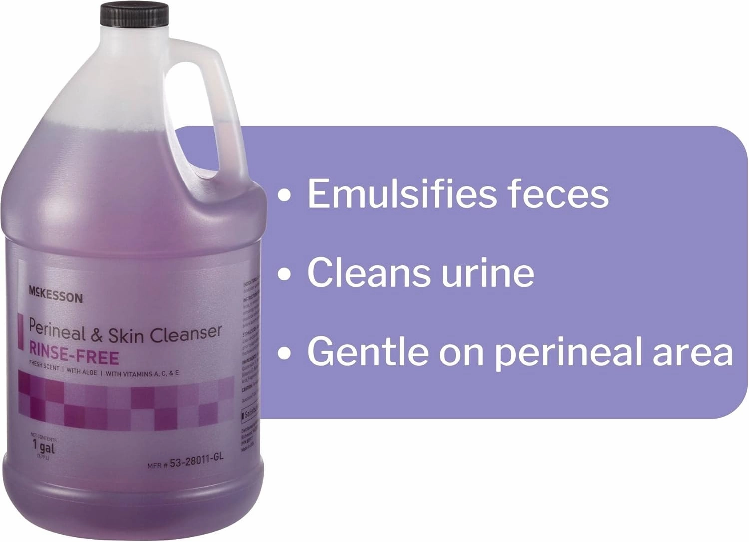 McKesson Perineal Skin Cleanser with Aloe, 1 Gallon [Pack of 1] Rinse-Free Body Wash for Incontinence or Ostomy Care, Fresh Scent