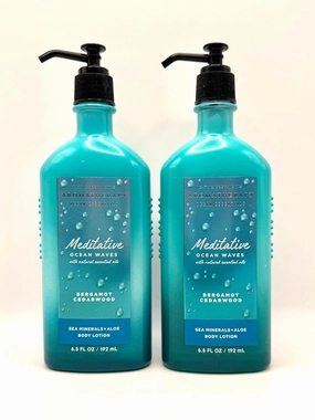 Meditative Ocean Waves Bergamot Cedarwood Body Lotion, Sea Minerals and Aloe, 6.5 FL OZ, 2-Pack