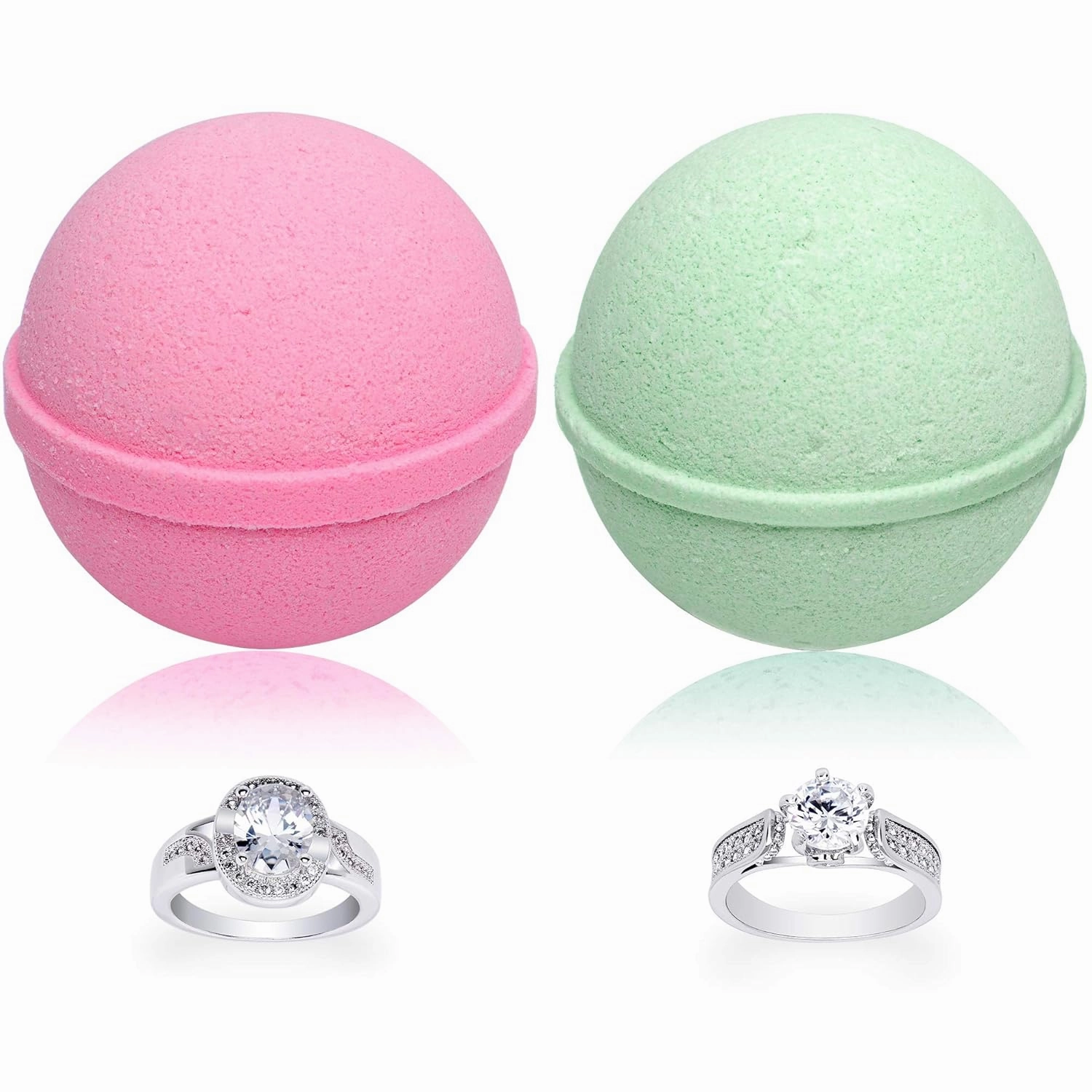 Mermaid Love Potion Bath Bombs Gift Set of 2 with Size 6 Ring Inside Each Made in USA