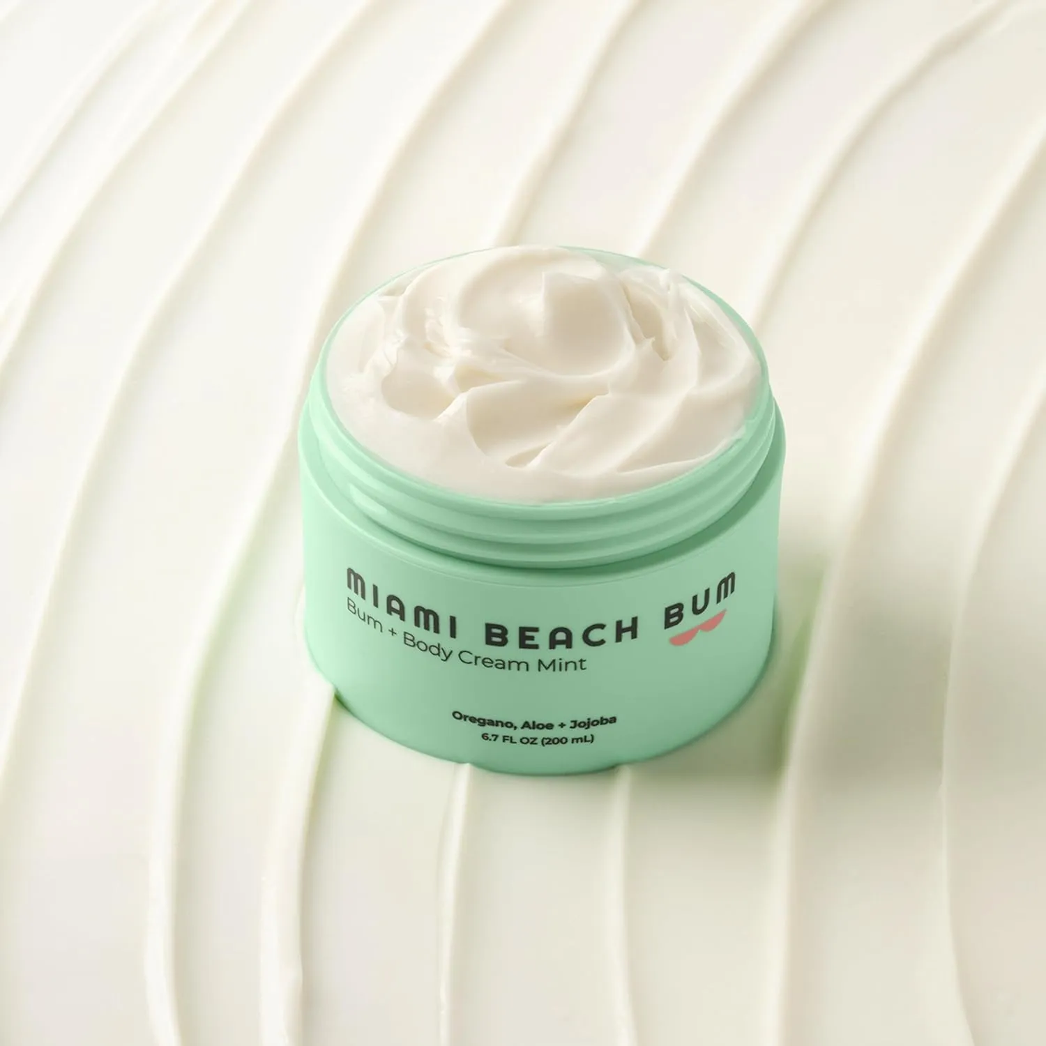 Miami Beach Bum, Bum   Body Butter Cream, Daily Moisturizer w/Oregano Oil for Body Acne, Keratosis Pilaris, Razor Burn, Ingrown Hairs, After Sun Lotion w/Aloe, Jojoba & Tea Tree, Mint, 3.4oz