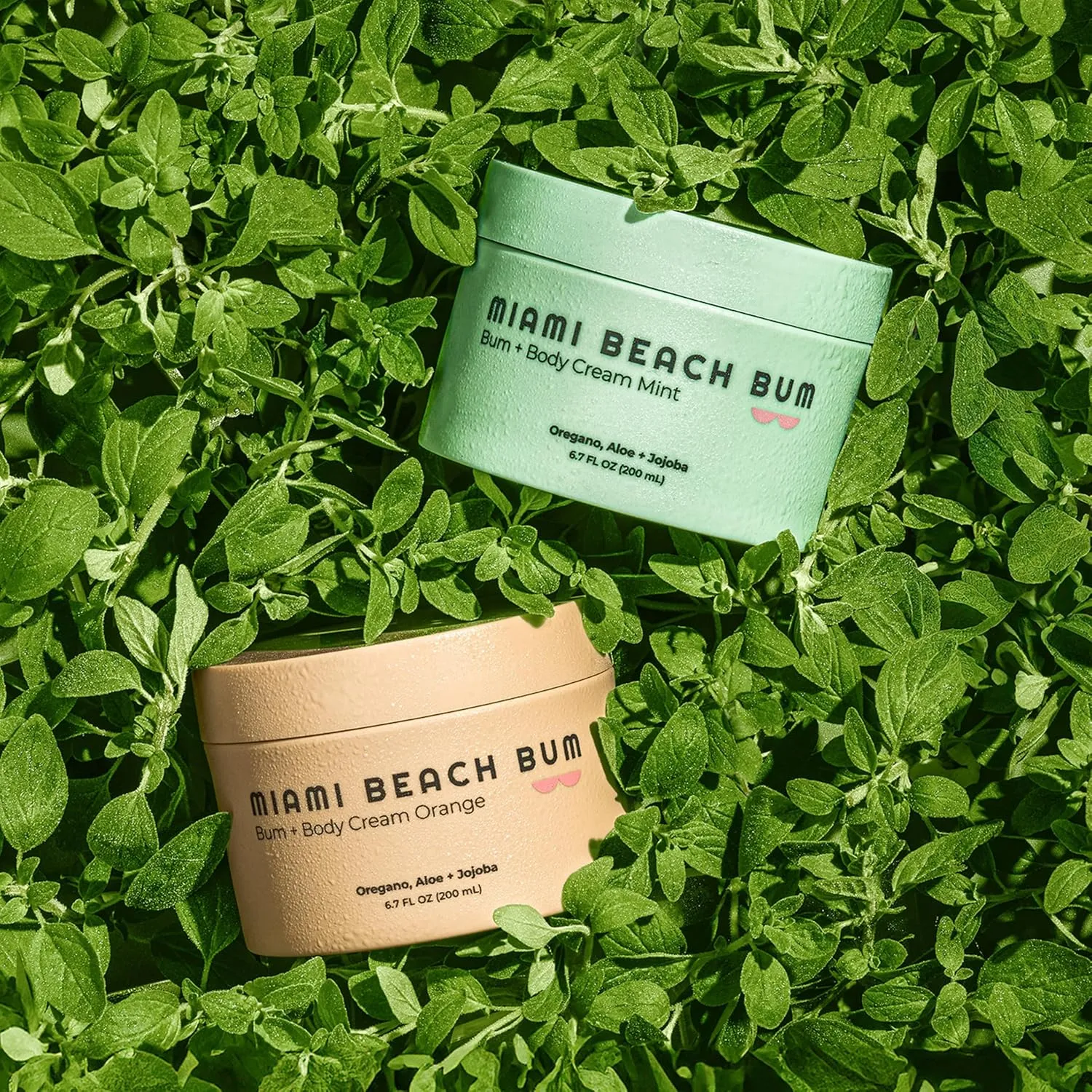 Miami Beach Bum, Bum   Body Butter Cream, Daily Moisturizer w/Oregano Oil for Body Acne, Keratosis Pilaris, Razor Burn, Ingrown Hairs, After Sun Lotion w/Aloe, Jojoba & Tea Tree, Mint, 3.4oz