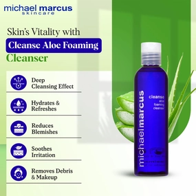 michael marcus Aloe Gentle Facial Cleanser Foaming with Honey & Rosemary Extract 4 fl oz - Refresh, Moisture & Hydrating Facial Cleanser - Cruelty Free, Paraben-Free & Fragrance Free Cleansing Foam