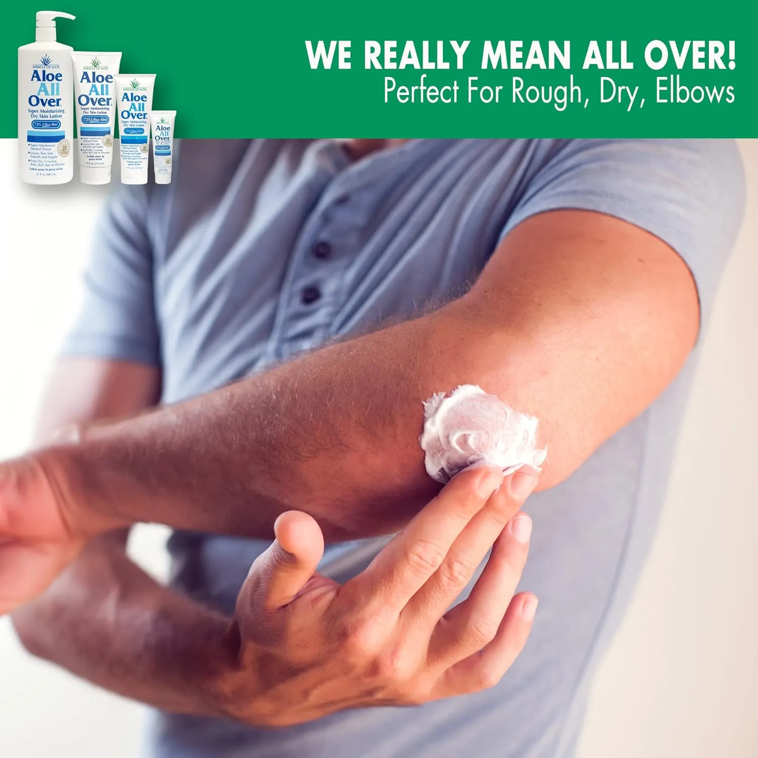 Miracle of Aloe Aloe All Over Super Moisturizing Dry Skin Lotion 8 oz - Made with 72% UltraAloe Aloe Vera Gel. Safe for Everyone: Men, Women, Children, Kids. Restores Dry Skin Fast
