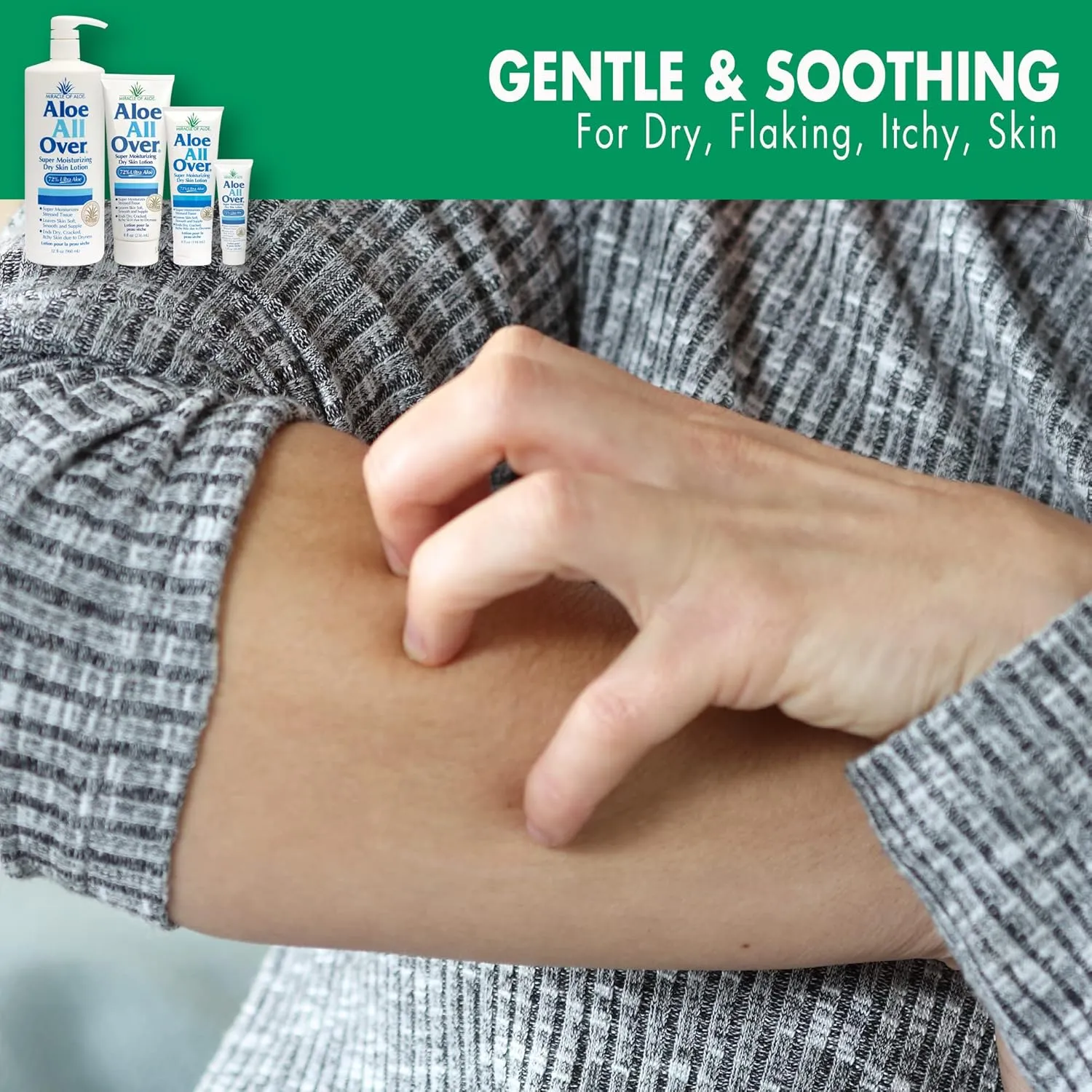 Miracle of Aloe Aloe All Over Super Moisturizing Dry Skin Lotion 8 oz - Made with 72% UltraAloe Aloe Vera Gel. Safe for Everyone: Men, Women, Children, Kids. Restores Dry Skin Fast