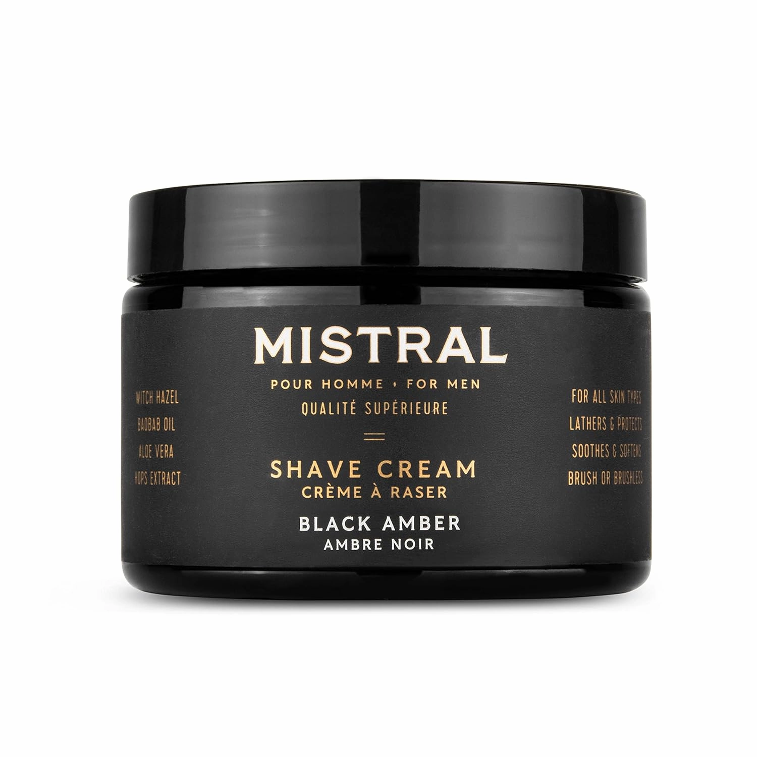 Mistral Shave Cream Tub, Black Amber, 9 Oz.