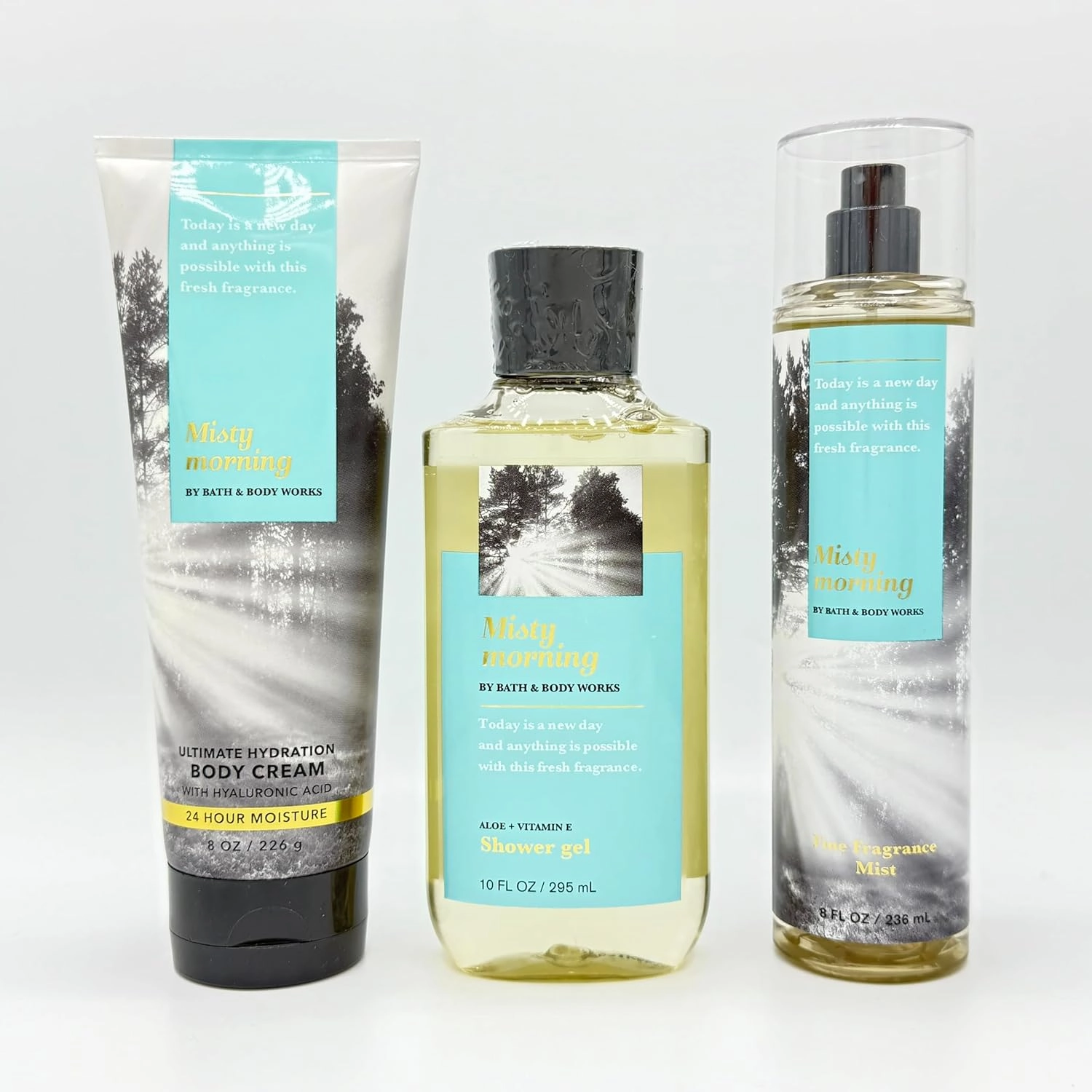 Misty Morning 3-Piece Bath Bundle | Ultimate Hydration Body Cream, Shower Gel and Fine Fragrance Mist