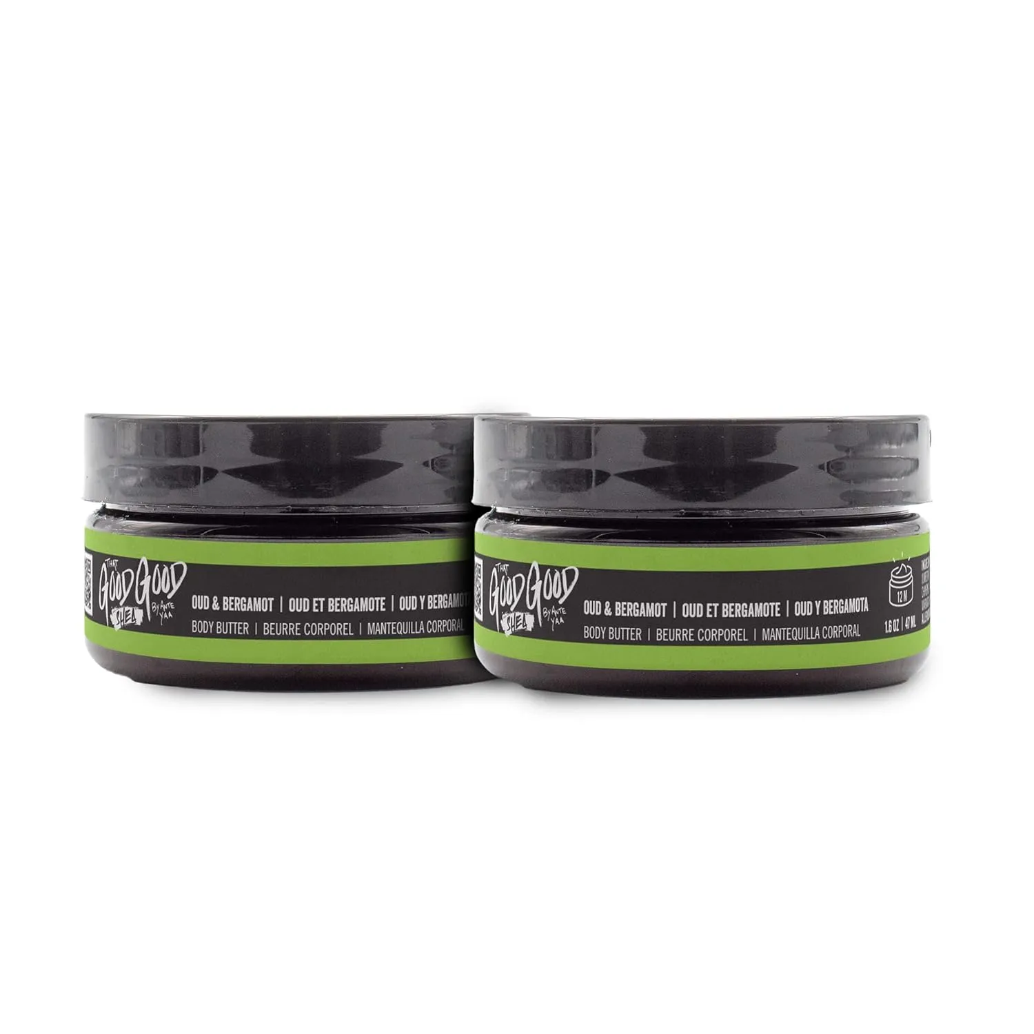 Moisturizing Shea Body Butter 2-Pack Ultra-Moisturizing Whipped 100% Unrefined Raw Organic Natural Shea Butter Cream to Nourish Dry Skin (Oud & Bergamot, 1.6 oz)