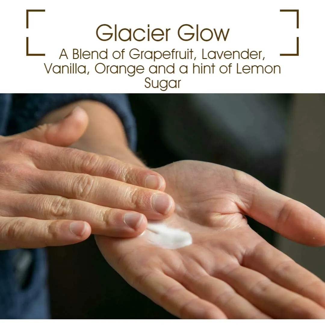 Montana Snow Lotion - Organic handmade hydrating daily moisturizing lotion for extremely dry skin, Shea body lotion, 100% natural non toxic body lotion, Vit E and aloe vera 8oz (Glacier Glow)
