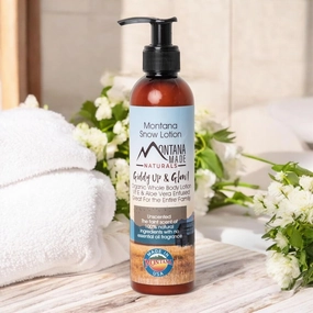 Montana Snow Lotion - Organic handmade hydrating daily moisturizing lotion for extremely dry skin, Shea body lotion, 100% natural non toxic body lotion, Vit E and aloe vera 8oz (Unscented 8oz)