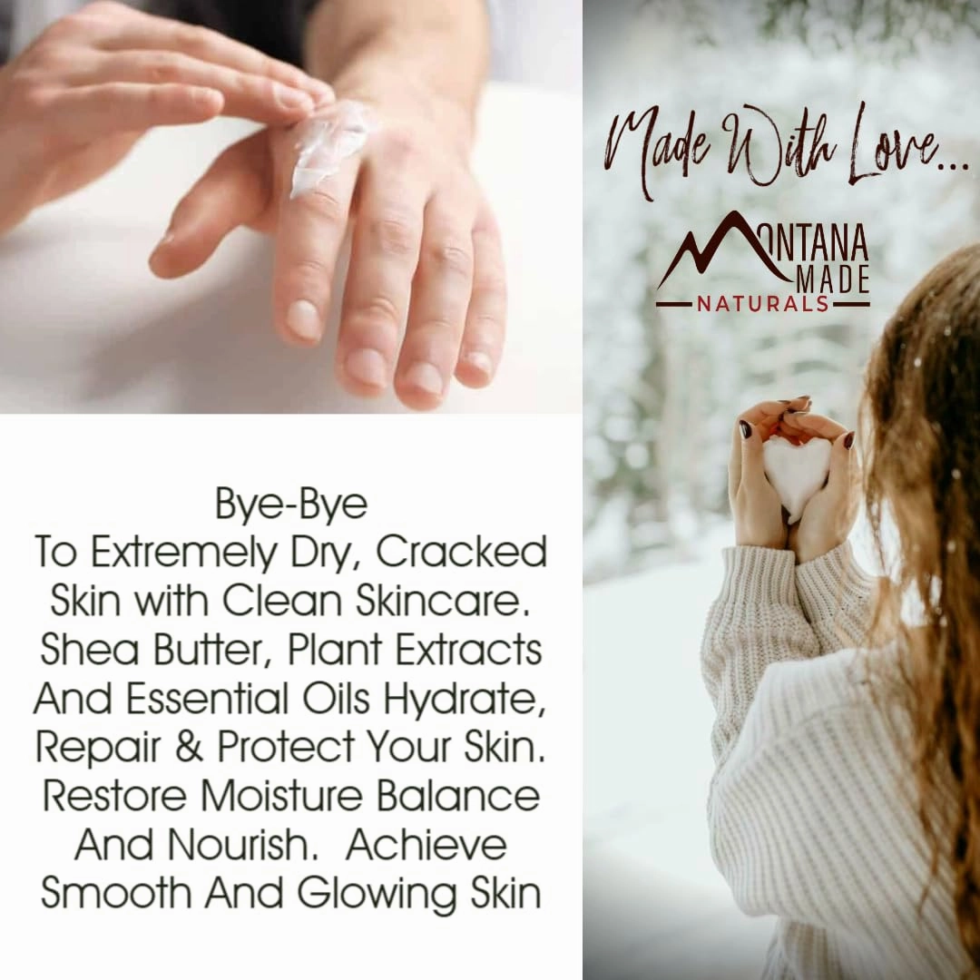 Montana Snow Lotion - Organic handmade hydrating daily moisturizing lotion for extremely dry skin, Shea body lotion, 100% natural non toxic body lotion, Vit E and aloe vera 8oz (Unscented 8oz)