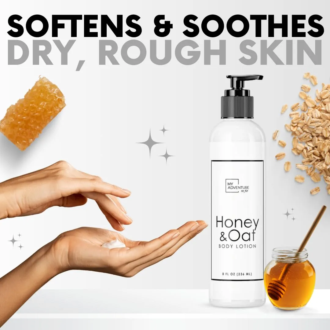 My Adventure to Fit Moisturizing Body Lotion for Women - Body Cream & Natural Lotion for Dry Skin - Extra Hydration Travel Size Lotion for Men & Body Moisturizers (Honey and Oat, 8 fl. oz)