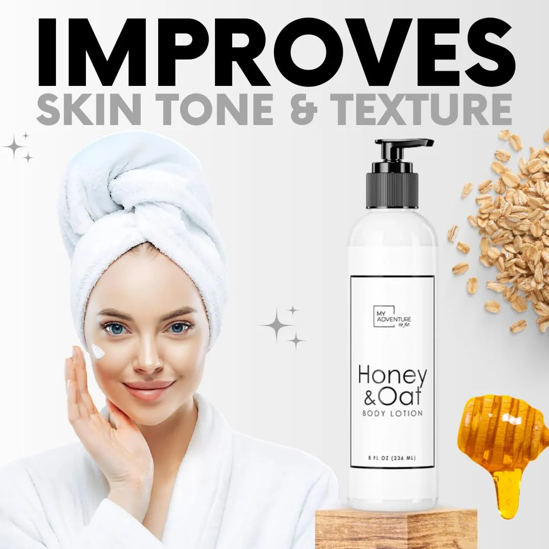My Adventure to Fit Moisturizing Body Lotion for Women - Body Cream & Natural Lotion for Dry Skin - Extra Hydration Travel Size Lotion for Men & Body Moisturizers (Honey and Oat, 8 fl. oz)