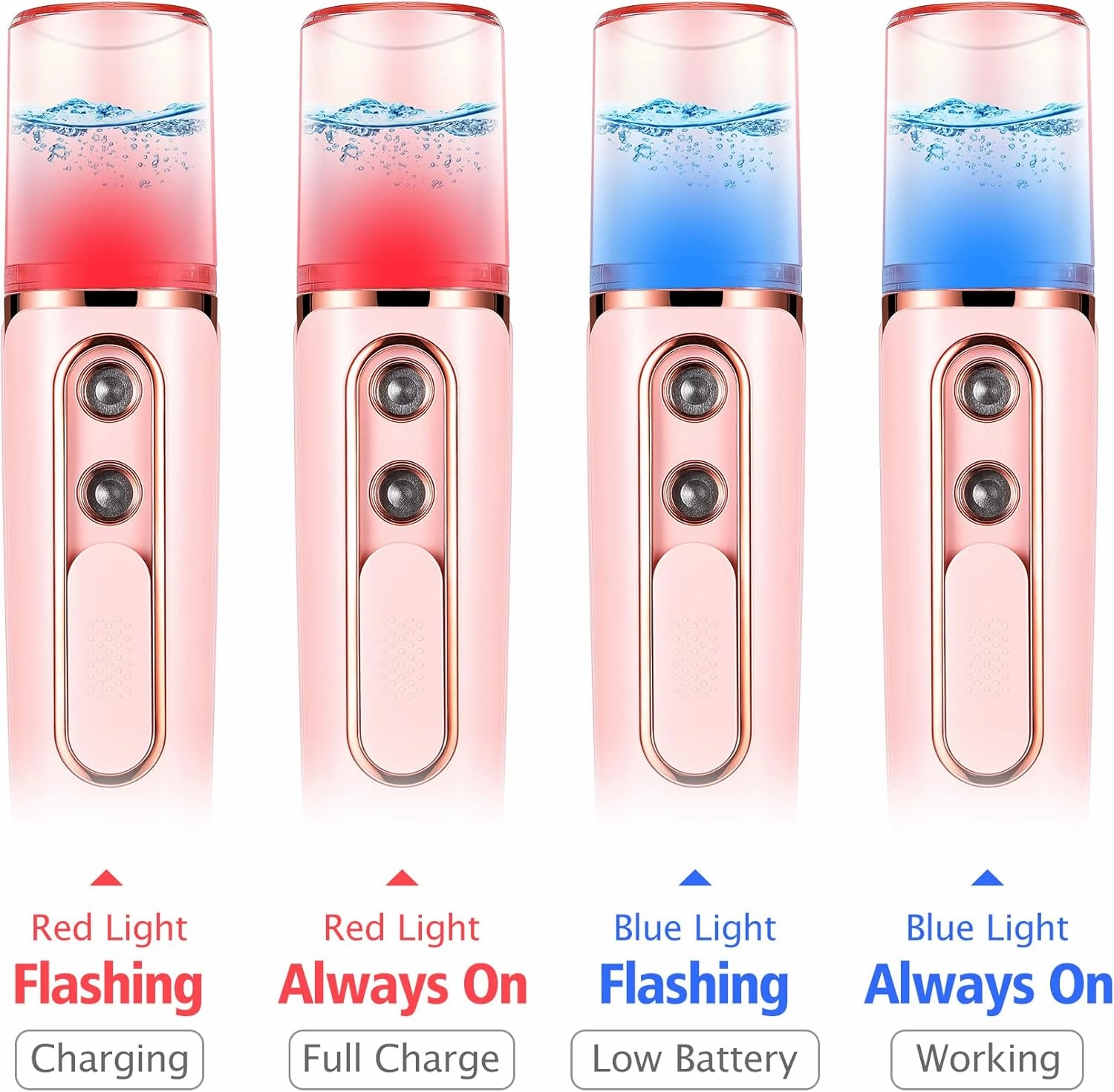 Nano Mister Cool Face Steamer Handheld Facial Mist Sprayer with 2 Nozzles, 30ml Visual Water Tank and USB Rechargeable, Portable Nano Moisturizer for Makeup, Skin Hydration (White)