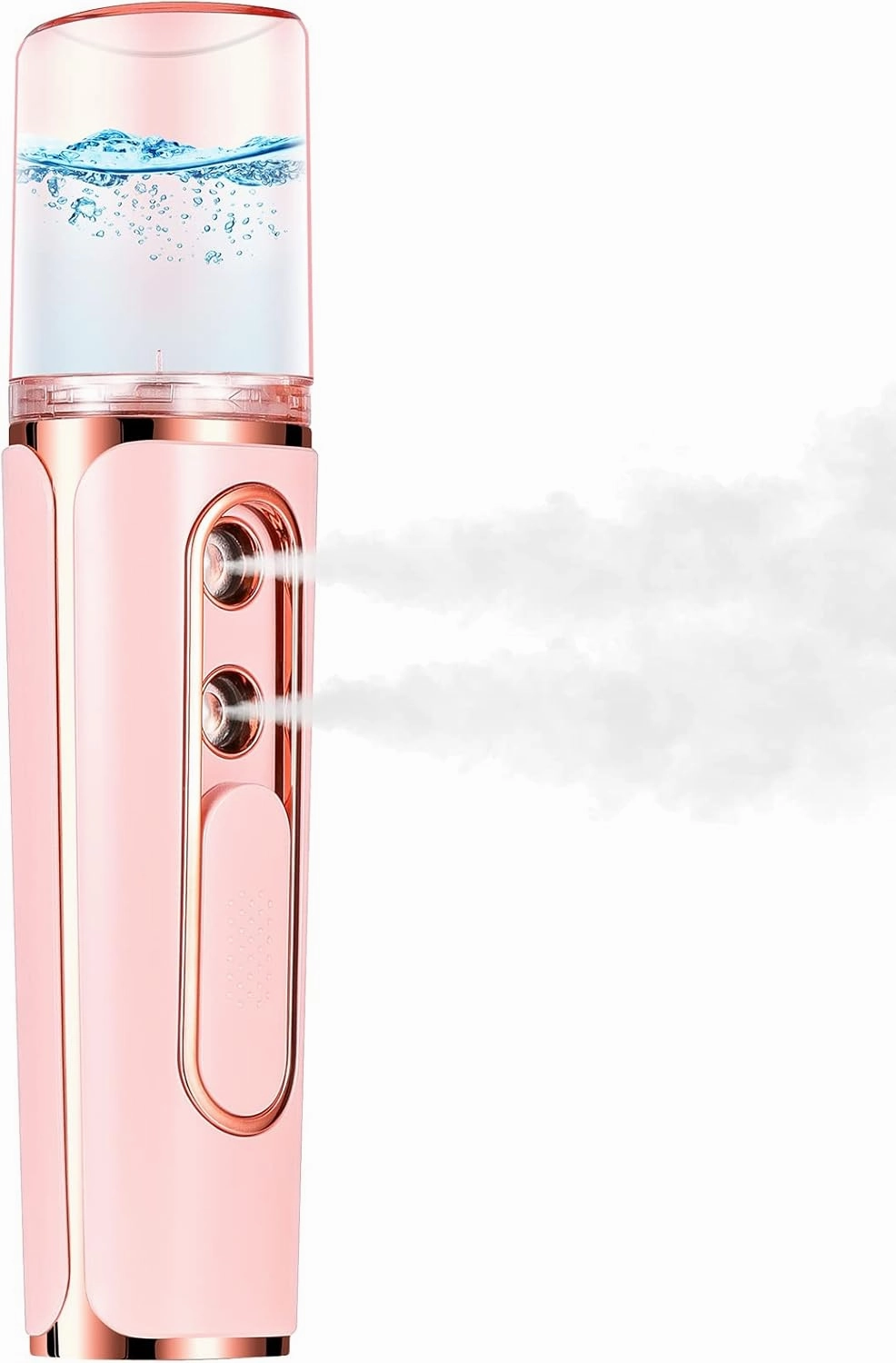 Nano Mister Cool Face Steamer Handheld Facial Mist Sprayer with 2 Nozzles, 30ml Visual Water Tank and USB Rechargeable, Portable Nano Moisturizer for Makeup, Skin Hydration (White)