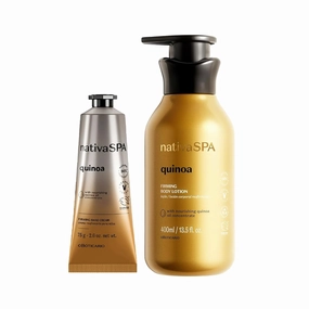 Nativa SPA Quinoa Hand & Body DUO Bundle: Hydrating Body Lotion (13.5 Oz) & Moisturizing Hand Cream (2.6 Oz)