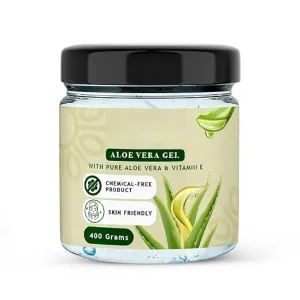 Natural Aloe Vera Gel with Vitamin E, Chemical-Free, 400g, For Face, Hair and Skin Care