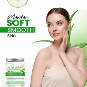 Natural Aloe Vera Gel for Face, Skin & Hair (200 ml) | with VIT-E and Cucumber extracts | Non-Sticky, Free from Parabens, Silicon, Mineral Oil