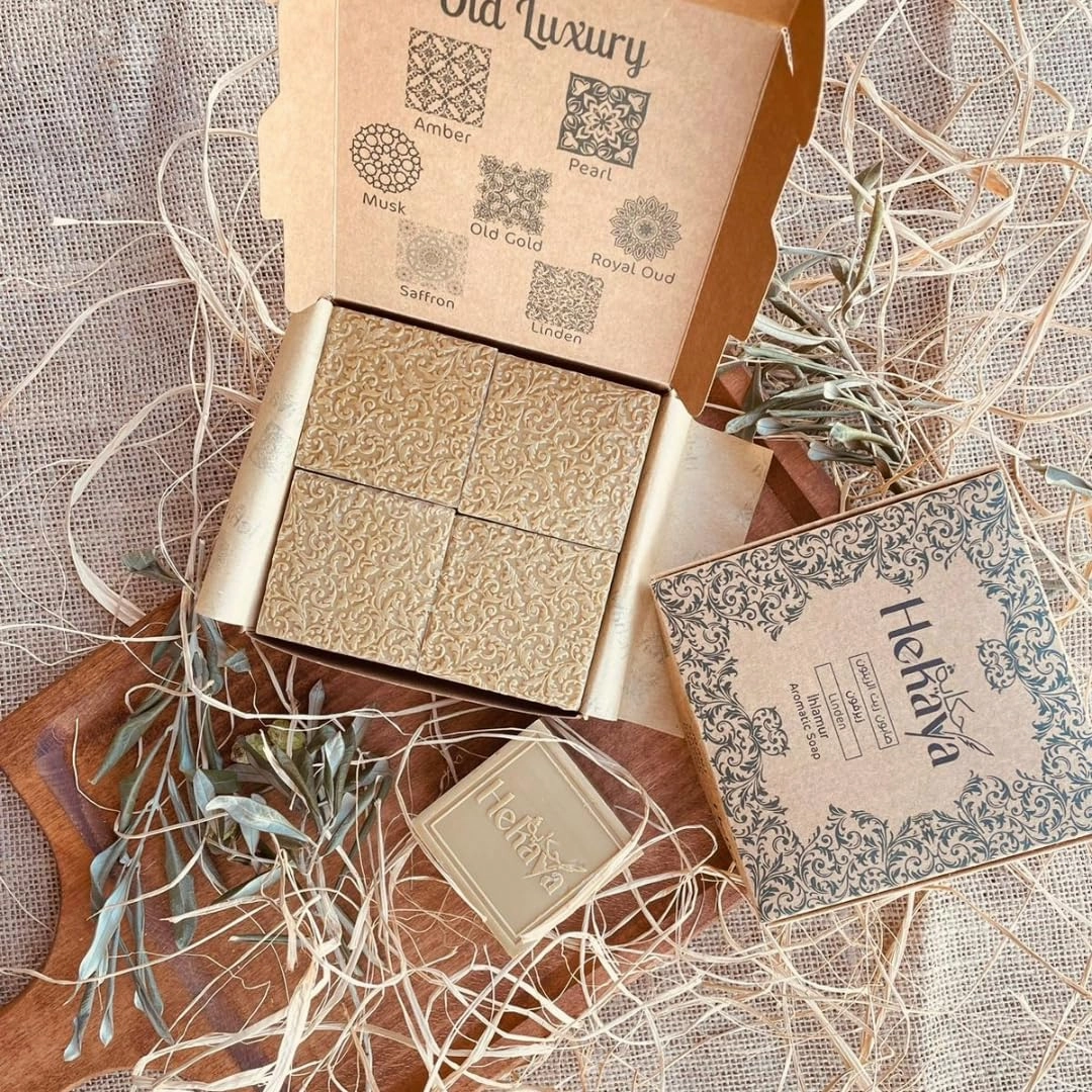 Natural Olive Oil Soap bars with Organic Ingredients, Vegan Soap, Moisturizing, Handmade, Scented With Essential Oils, Body Soap Bars for Women and men (Linden) (Pack of 4 Bars) 17.6 Ounce