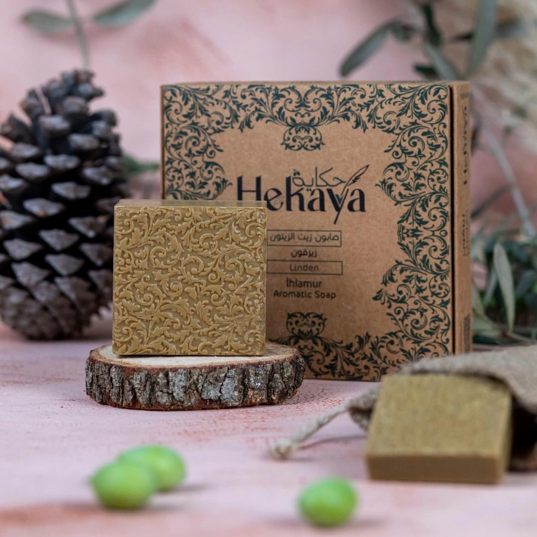 Natural Olive Oil Soap bars with Organic Ingredients, Vegan Soap, Moisturizing, Handmade, Scented With Essential Oils, Body Soap Bars for Women and men (Linden) (Pack of 4 Bars) 17.6 Ounce