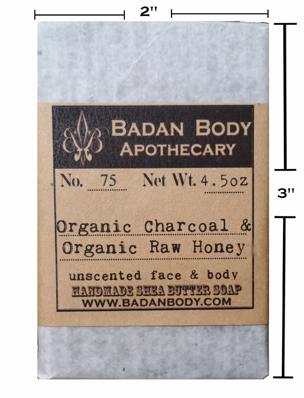 Natural Organic Activated Charcoal & Honey Acne Soap Unscented for Face and Body, Handmade with Raw Organic Honey 4.5oz (3 Bar Pack)