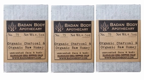 Natural Organic Activated Charcoal & Honey Acne Soap Unscented for Face and Body, Handmade with Raw Organic Honey 4.5oz (3 Bar Pack)