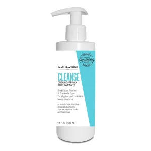 NaturaverdePro Cleanse Organic Pre Wax Micellar Water, Makeup Remover Facial Cleanser Skin Care Prep for Hair Removal, Added Chamomile Aloe Vera - 6.8 oz