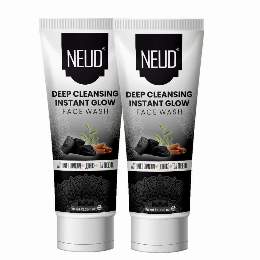 NE.UD Deep Cleansing Instant Glow Face Wash for Men and Women - 2 Packs (70ml Each)