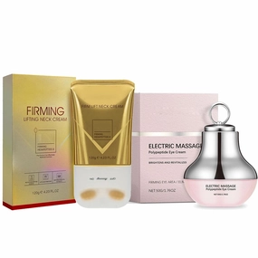 Neck-Eye Care Tightening & Revitalizing Set, Neck & Eye Care Set – Tighten, Smooth & Hydrate, Necks Firming Cream with Roller, Electric Massage Polypeptide Eye Cream