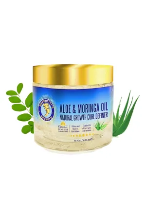 Nefertiti's Secrets Natural Growth Curl Definer | Aloe Vera and Moringa Oil for Hair Growth & Moisture | Strong Hold | Frizz Controller | Curly Hair Products for Women | 16 Oz / 454 mL