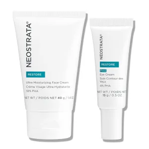 NEOSTRATA Ultra Moisturizing Face Cream Strengthening PHA Emollient with Restore PHA Eye Cream for Sensitive Skin (2 Items)