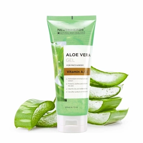 Neutriherbs Aloe Vera Gel Pure Aloe Vera Juice with Vitamin A, C, E for Sunburns Acne Dry Skin and Itch Soothing and Moisturing 6.7 Fl Oz