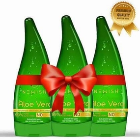 NEWISH Pure Aloe Vera Multipurpose Beauty Gel For Young Radiant Acne free Skin, Moisturizer & Hair Treatment (390 ML)