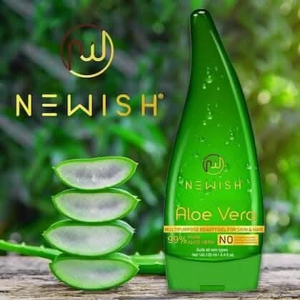 NEWISH Pure Aloe Vera Multipurpose Beauty Gel For Young Radiant Acne free Skin, Moisturizer & Hair Treatment (390 ML)