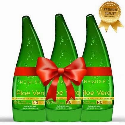 NEWISH Pure Aloe Vera Multipurpose Beauty Gel For Young Radiant Acne free Skin, Moisturizer & Hair Treatment (390 ML)