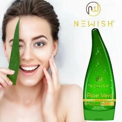 NEWISH Pure Aloe Vera Multipurpose Beauty Gel For Young Radiant Acne free Skin, Moisturizer & Hair Treatment (390 ML)