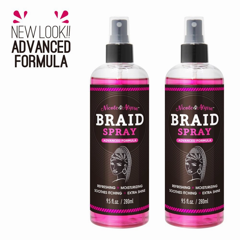 Nicole & Alyssa - Braid Spray 9.5oz - Braid Sheen, Refreshing, Moisturizing, Soothes Itching, Extra Shine (Pack of 2)