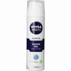 NIVEA FOR MEN Sensitive, Shaving Gel 7 Ounce (Pack of 10)