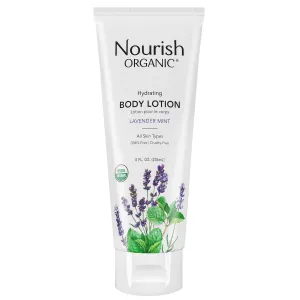 Nourish Organic Body Lotion, Lavender Mint – Hydrating Body Lotion for Dry Skin with Certified Organic Aloe Vera, Shea Butter, Coconut Oil & Cocoa Butter (8 Oz)   Washable Cotton Round