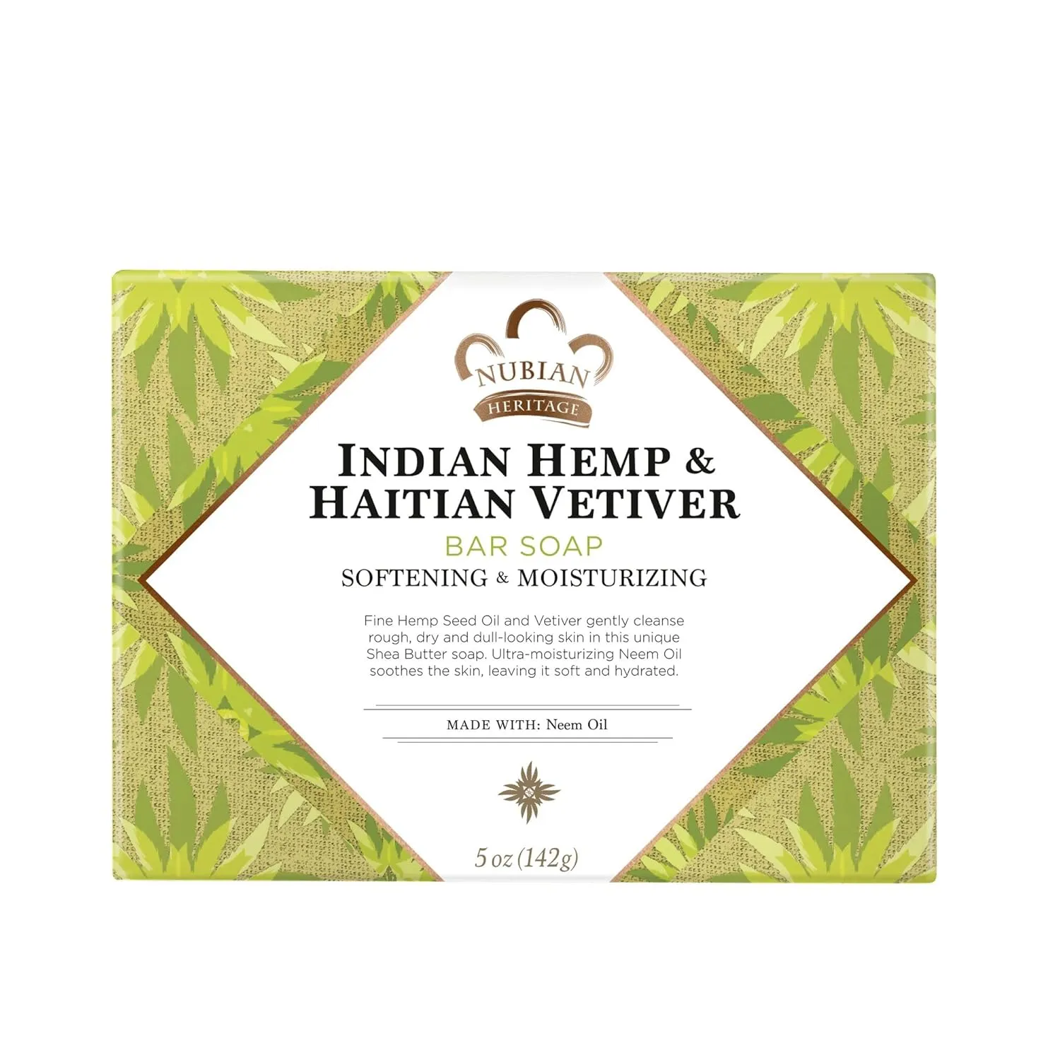 Nubian Indian Hemp and Haitian Vetiver Soap, 5 Ounces (Pack of 3)