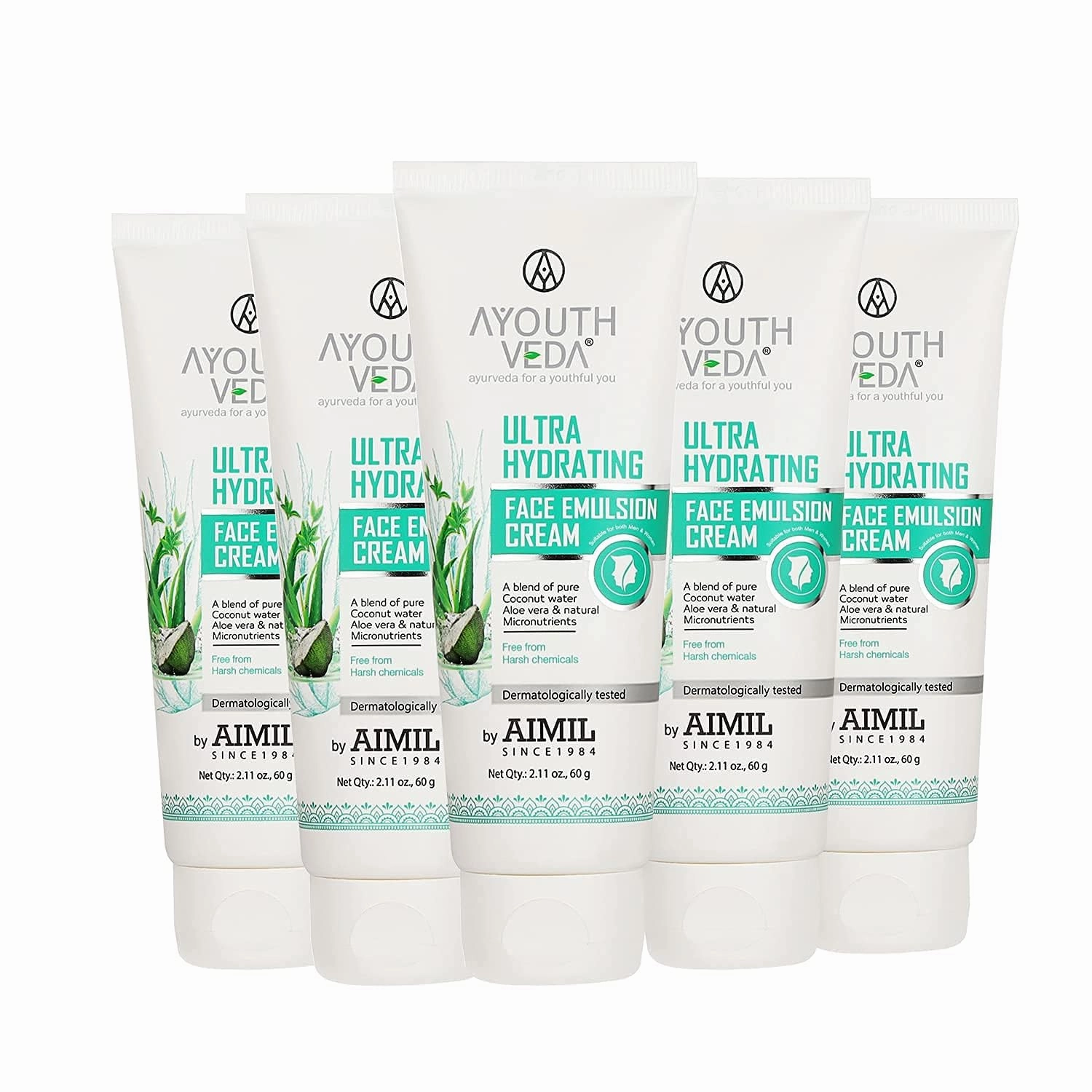 Nutranix TNA Ultra Hydrating Face Emulsion Cream With Coconut Water, Aloe vera & Green Tea | Provides Long Lasting Nourishment, Fresh & Radiant Look, Reduces Blemishes & Dark Spots(Pack of 5-60G each)