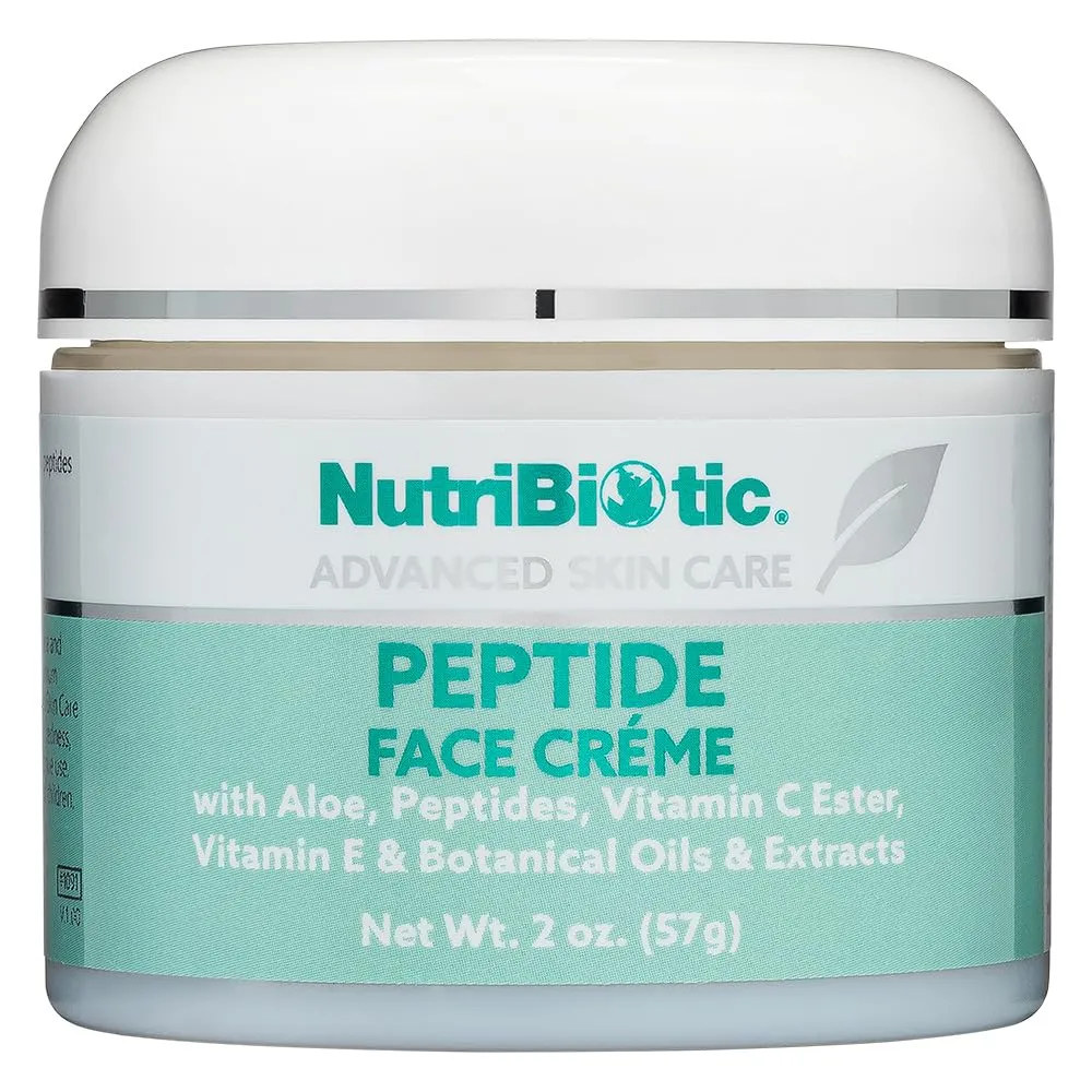 NutriBiotic – Peptide Face Creme with GSE, 2 Oz | Ultra-Hydrating | Collagen Synthesis Support | with Botanical Extracts & Oils & Vitamin E | Natural Fragrance & Paraben Free