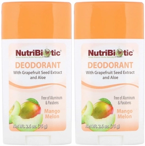 NutriBiotic Mango Melon Deodorant (Pack of 2) with Witch Hazel Extract, Grapefruit Seed Extract and Aloe Vera Gel Stick, Vegan, Aluminum and Paraben free, 2.6 oz.